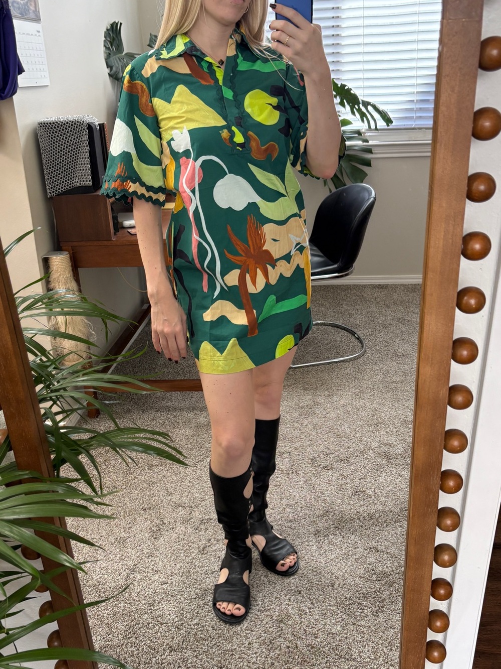 Oliphant Collared Shirt Dress Mini Paradiso Green Size XS Danish Summer Dress
